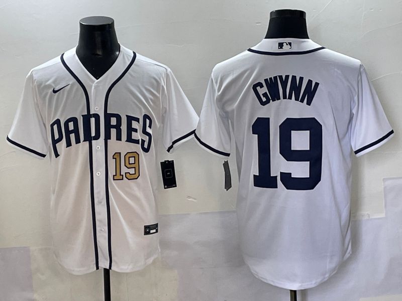 Men 2025 San Diego Padres #19 Gwynn White Game Nike MLB Jersey style 25->san diego padres->MLB Jersey